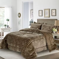 مفرش شتوي مزدوج مخمل 6 قطع - ريلاكس-لون بني