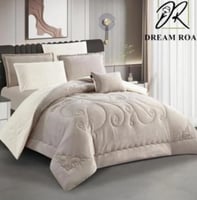 مفرش شتوي مزدوج مخمل فرو 7قطع - أونيكس