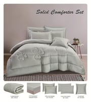 مفرش مزدوج صيفي 7قطع لون زيتي