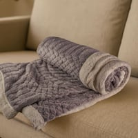 بطانية توليب مخمل فرو- مزدوج لون رصاصي غامق