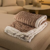 بطانية السعد مخمل فرو- مفرد ونص لون بني