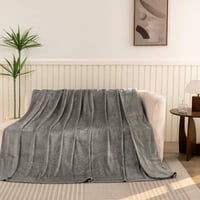 بطانية رود مخمل مفرد ونص-لون رصاصي