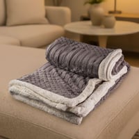 بطانية السعد مخمل فرو- مفرد ونص لون رصاصي