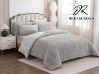 مفرش دفء شتوي مخمل مزدوج-6قطع لون رمادي