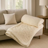 بطانية توليب مخمل فرو- مزدوج لون سكري