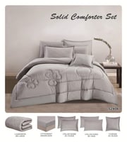 مفرش مزدوج صيفي 7قطع لون رمادي