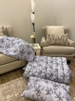 بكج الضيوف صيفي لون رصاصي مشجر -4قطع قطن