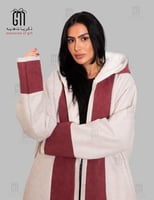 فروة نسائية بيج فاتح علي جلد عنابي