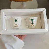 طقم فناجين قهوة عربية بشعار السيفين والنخلة