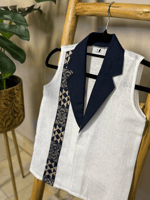 سديري أطفال كتان طويق لون سكري