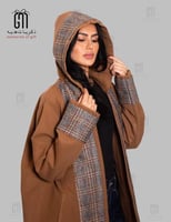 فروة نسائية إيطالية كاروهات لون جملي