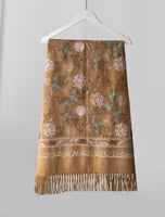 شال كشميري صوف مطرز لون جملي