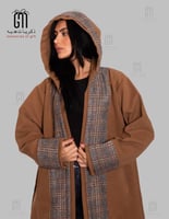 فروة نسائية إيطالية كاروهات لون جملي