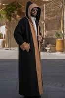 فروة رجالية دبل فيس مع الوشاح لون جملي واسود