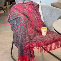 طقم شال كشميري صوف وكوب دبل