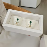 طقم فناجين قهوة عربية بشعار السيفين والنخلة