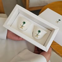 طقم فناجين قهوة عربية بشعار السيفين والنخلة