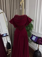 فستان ناعم شيفون دبل كلوش تطريز يدوي المقاسات بالر...