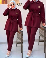 طقم  نسائي/ نوعية القماش:   اكي ابليك كومباك /مدة...