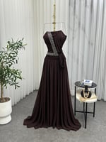 فستان سهره الخامة: شيفون + تطريز يدوي المقاسات بال...