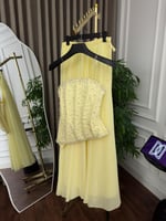 طقم قطعتين .. الصدر دانتيل تطريز كلوش شيفون المقاس...