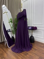 فستان سهره شيفون تطريز يدوي المقاسات بالرقم 1-2-3-...