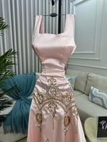 فستان سهره الخامه ميكادو+تطريز يدوي بالقماش المقاس...