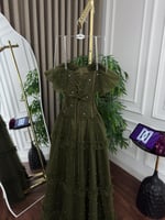 فستان سهره تل كلوش تطريز لول زركون المقاسات بالرقم...