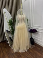 فستان سهره تل تطريز يدوي المقاسات بالرقم 1-2-3-4-5...