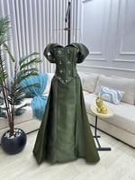 فستان سهره القماش ميكادو درجه اولى تطريز كرستال يد...