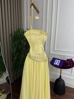 طقم قطعتين .. الصدر دانتيل تطريز كلوش شيفون المقاس...