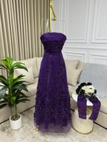 فــسـتان سهره القماش/ شيفون مطرز المقاسات/ 1_2_3_4...