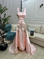 فستان سهره الخامه ميكادو+تطريز يدوي بالقماش المقاس...