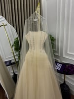 فستان سهره تل تطريز يدوي المقاسات بالرقم 1-2-3-4-5...