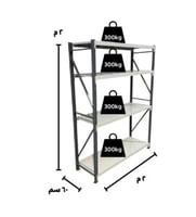 200x200x60cm رفوف تخزين متوسطة التحمل ابيض واسود