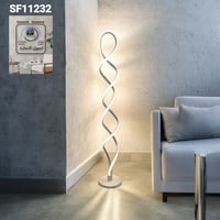 مصباح أرضي حلزوني فضي كامل مع إضاءة ليد وقاعدة صين...