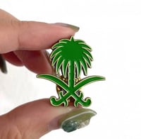 بروش سيفين ونخلة | أخضر ذهبي