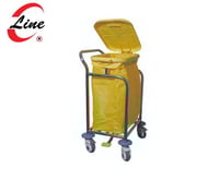 عربة ستانلس ستيل 1كيس اصفر لتجميع البياضات والاوسا...