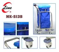 عربة ستانلس ستيل 1كيس ازرق لتجميع البياضات والاوسا...