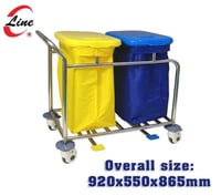 عربة ستانلس ستيل 2كيس لتجميع البياضات والاوساخ مع...