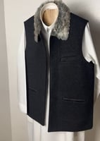 سديري شتوي فخم بياقة فرو رمادية