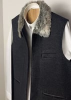 سديري شتوي فخم بياقة فرو رمادية