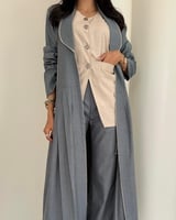 عباية رقة باللون البيج والرمادي -لنن