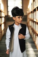 سديري دبل فيس أطفال – جوخ أسود × بيج