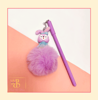 قلم بنفسجي بتعليقة فروة شكل ارنب