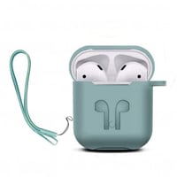 حافظة سماعة أبل الاسلكية AirPods سليكون مع الحبل ا...