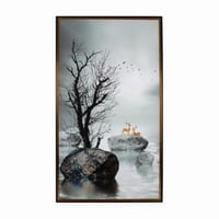 لوحة مودرن بإطارخشبي أسود