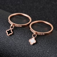 خاتم كليف بألماسات ووردة كلوفر دبل فيس لون ذهب ورد...