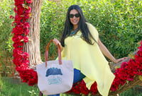 كيس قماش فاخر مع مسكات جلد