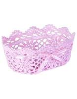 سلة دانتيل بيضاوية لون وردي